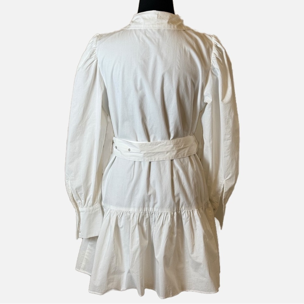 Walter Baker Tara Belted Cotton Poplin Long Sleeve Mini Dress M White - Picture 4 of 7